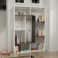Homemania Libreria Liam W100xD22xH136 cm Bianco, Noce(m-7)