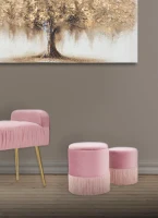 Puff Contenitore Lines Coppia Rosa Cm Ø 35X42-30X32(m-10)