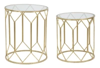 Tavolinetti Da Caffe' Gold Coppia Cm Ø 50X60-45X50(m-11)