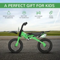 HOMCOM 12" Kids Balance Bike, No Pedal Training Bicycle w/ Air Filled Tyres, Soft Handlebar, PU Seat, for Ages 3-6 Years Gift for Boys Girls - Green(m-4)