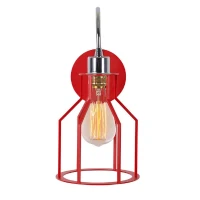 Homemania Lampada A Parete CageIi W17xD25xH36 cm Rosso, Cromo(m-1)
