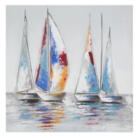 Dipinto Su Tela Barche A Vela -A- Cm 60X3X60(m-1)