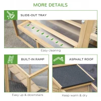 PawHut Chicken Coop, Rabbit Hutch, Hen House, Wooden Poultry Habitat with Outdoor Run, Nesting Box, Slide Out Tray, Lockable Doors, Ramp, Window, 176 x 66 x 110cm, Natural(m-7)