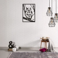 Homemania Decorazione Da Parete in Acciaio Gufo Nero W35xD0,15xH50 cm(m-1)