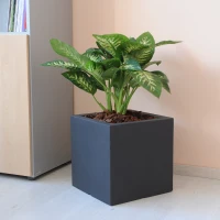 Farmet New Vaso Rettangolare Atlantis Cm 40 Antracite Nero 39x39x39(m-2)