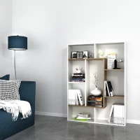 Homemania Libreria Liam W100xD22xH136 cm Bianco, Noce(m-2)