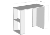 Homemania Scrivania Nano W90xD40xH75 cm Bianco, Noce(m-3)