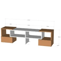 Homemania Mobile TV Fold W141,2xD29,7xH38,8 cm Bianco, Noce(m-4)