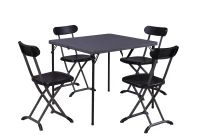 Set Horeca Pieghevole (1 Tavolo 4 Sedie) In Acciaio, Color Antracite, Top In Pe(m-1)