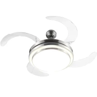 HOMCOM Indoor Ceiling Fan with Light, Retractable Blades, Modern Mount Dimmable LED Lighting Fan with Remote Controller, for Bedroom, Living Room(m-13)