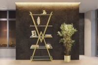 Libreria in acciaio e vetro 80x44,7x180 cm, Nero(m-2)