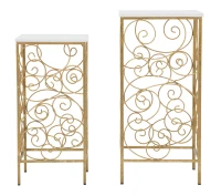 Tavolinetti Porta Telefono Spiral Coppia Cm 34X34X70-29X29X60(m-5)