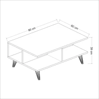 Homemania Tavolino Da Caffè Lyon W90xD60xH39 cm Bianco, Noce(m-3)