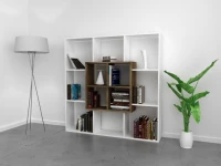 Homemania Libreria Leef W136xD22xH136 cm Bianco, Noce(m-2)
