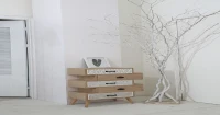 Homemania Cassettiera Sirio Legno Naturale, Bianco W59,5xD30xH89,5 cm(m-1)