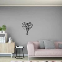 Homemania Decorazione Da Parete in Acciaio Elefante Nero W45xD0,15xH52 cm(m-1)