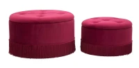 Puff Con Contenitore Lines New Coppia Bordeaux Cm Ø 71X41-55X33(m-1)