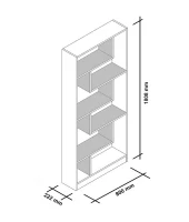 Homemania Libreria Riga W80xD22,2xH180,8 cm Bianco, Noce(m-3)