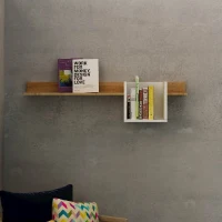 Mensola Basil Metal Ripiano Porta Libri in Rovere Bianco L120xP25xA25cm(m-1)
