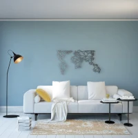 Homemania Decorazione Da Parete World W120xD0,15xH58 cm Argento(m-1)