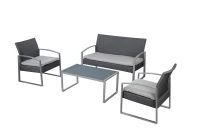 Salotto Alicante Black Washed (2 Poltrone 1 Divano 1 Tavolo) Cuscini Colore Bianco(m-1)