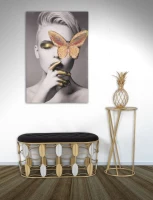 Stampa Su Tela Con Applicazioni -B- Butterly  Cm 80X3.8X120(m-10)