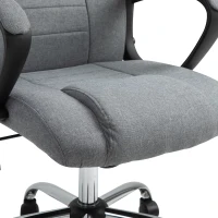 Vinsetto Office Chair, Computer Desk Chair, Linen Fabric Swivel Chair with Adjustable Height, Rolling Wheels for Home and Study, Grey(m-9)
