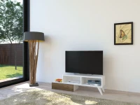 Homemania Mobile TV Active W140xD29,7xH35 cm Bianco, Noce(m-7)