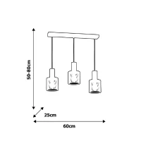 Homemania Lampada A Sospensione Ares Black W60xD25xH90 cm Nero, Rosa(m-2)