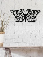 Homemania Decorazione Da Parete Farfalla in Metallo Nero W50xD0,16xH22 cm(m-1)