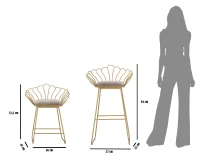 Sgabello Glam Flower Grigio Cm 57X52X94-56X48X72,50(m-6)