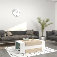 Homemania Tavolino Da Caffè Simon W100xD60xH35 cm Bianco, Sonoma(m-1)