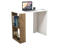 Homemania Scrivania Nano W90xD40xH75 cm Bianco, Noce(m-1)