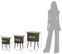 Mobiletto Iron School Coppia Cm  88X38X78 - Cm 70.5X30X58.5(m-16)