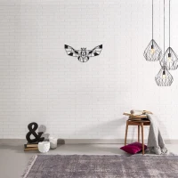 Homemania Decorazione Da Parete Gufo in Metallo Nero W50xD0,16xH25 cm(m-1)