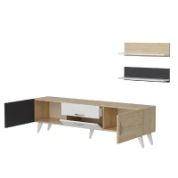 Homemania Mobile TV Only W160xD32xH45 cm con 2 Mensole W60xD16xH16 cm (2 pcs) Bianco, Rovere, Antracite(m-9)