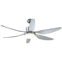 HOMCOM Reversible Ceiling Fan with Light, 6 Blades Indoor Modern Mount LED Lighting Fan with Remote Controller, for Bedroom, Living Room, Silver(m-15)
