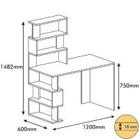 Homemania Scrivania Snap W120xD60xH148,2 cm Bianco, Noce, Nero(m-4)