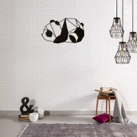 Homemania Decorazione Da Parete in Acciaio Panda Nero L52xP0,15xA31 cm(m-1)