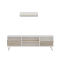 Homemania Mobile TV Horus TV Stand W120xD30xH45 cm, Shelf W60xD16xH16 cm Bianco, Sonoma(m-7)