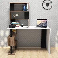 Homemania Scrivania Snap W120xD60xH148,2 cm Bianco, Noce, Nero(m-2)