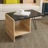 Homemania Tavolino Da Caffè Loop W71,8xD50xH45 cm Rovere, Nero(m-1)