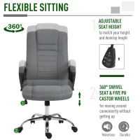Vinsetto Office Chair, Computer Desk Chair, Linen Fabric Swivel Chair with Adjustable Height, Rolling Wheels for Home and Study, Grey(m-5)