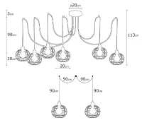Homemania Lampada A Sospensione Wire-Fall W180xD180xH113 cm Rame, Nero(m-2)