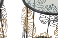 Tavolinetti Foglie Glam Coppia Cm Ø 38X55-33X50(m-7)