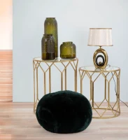 Tavolinetti Da Caffe' Gold Coppia Cm Ø 50X60-45X50(m-9)