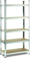 Scaffale 5 Ripiani In Metallo E Mdf Misure: H 180 X L 90 X P 40 Cm Portata: 175 Kg Per Ripiano, Montaggio Ad Incastro(m-1)