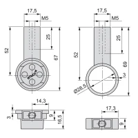 Emuca Kit di 2 tubi di alluminio D. 28 x 1.400 mm e reggitubi Keeper per armadio, finitura colore grigio(m-3)