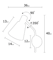 Homemania Xilof Lampada A Parete Rame W14xD36xH40 cm(m-3)