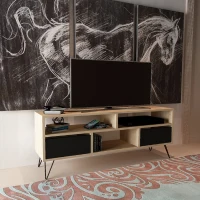 Homemania Mobile TV Mack W120xD30xH58 cm Rovere, Nero(m-1)